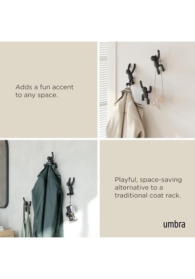 Umbra Buddy Kanca, Ceketler, Şallar, Çantalar, Sırt Çantası, Havlular Ve Daha Fazlası İçin Dekoratif Duvar Askısı, 3&apos Lü Set, Siyah 100 Umbra Buddy Kanca, Ceketler, Şallar, Çantalar, Sırt Çantası, Havlular Ve Daha Fazlası İçin Dekoratif Duvar Askısı, 3&apos Lü Set, Siyah 100