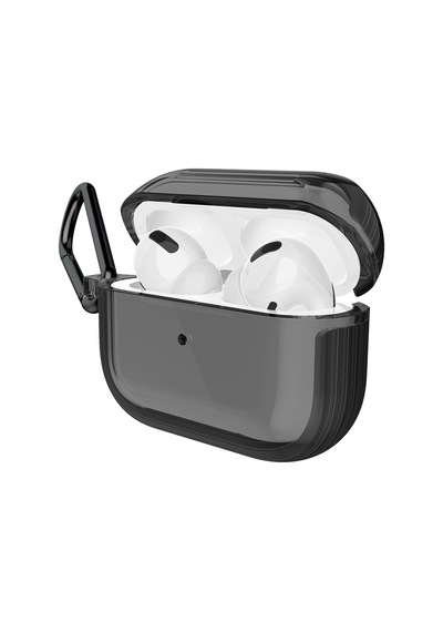 Apple Uyumlu AirPods Pro Raptic Clear Serisi Askı Aparatlı Kulaklık Kılıfı Siyah