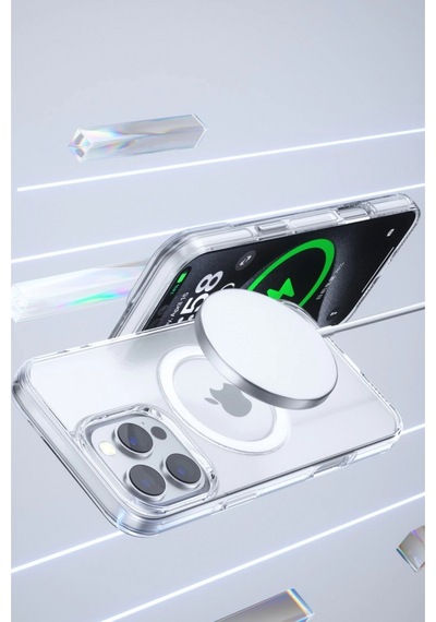 Joko Apple Uyumlu, iPhone 15 Pro Gleam Pc Sert Magsafe Kılıf - Şeffaf
