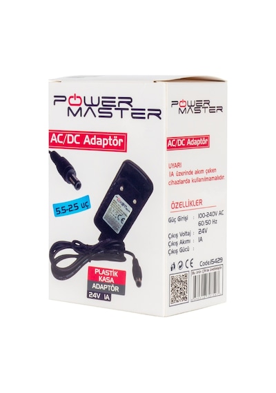 Powermaster 24V-1A DC Standart Priz Tipi Adaptör (5.5x2.5 Uç)