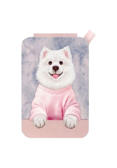 Magsafe Uyumlu Manyetik 3d Nakışlı Stand Kartlık - Pembe Kazaklı White Spitz