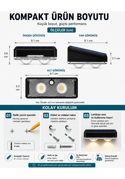 Solar 7 Renkli Rgb Çit Apliği 2 Li Set, Güneş Enerjili Dış Mekan Duvar Lambası, Ip65 Su Geçirmez Bahçe Balkon Teras Aydınlatması