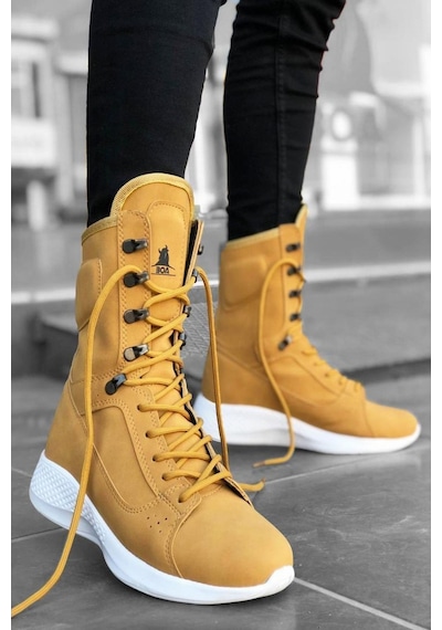 Günkar Bağcıklı Camel Sarı Boksör Unisex Spor Postal Bot Sarı