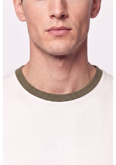 Efor Slim Fit Bisiklet Yaka Ekru - Haki Tişört Ts 932 Ekru-haki