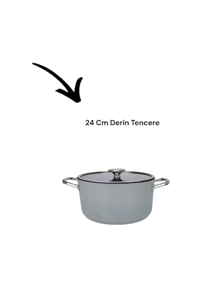 Royal 7 Parça Metal Kulplu Döküm Tencere Seti Gri Çok Renkli