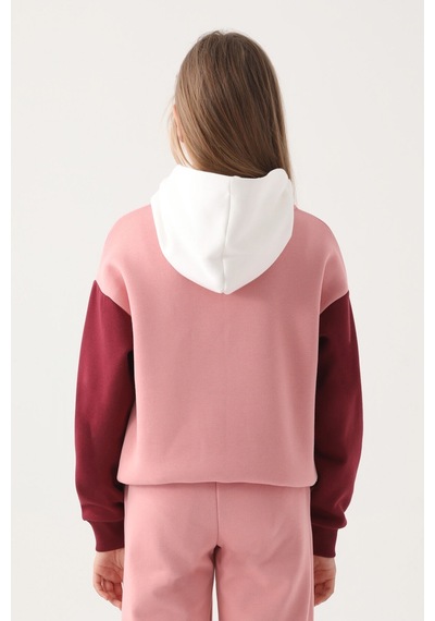 Kappa Pembe Garnili Kol Detaylı Kapüşonlu Kız Çocuk Sweatshirt 5274-41940 Pembe