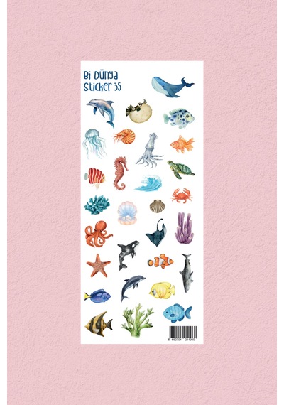 M35 Okyanus Temalı Sticker Seti Çok Renkli