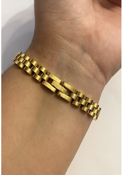 Celikchi Erkek Hasır Model İnce Gold Renk Çelik Bileklik