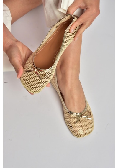 Fox Shoes Y274623315 Bej File Kadın Babet