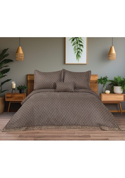 Lukes Geometrik 4 Parça Bej Pike Takımı 240 X 260 Cm Bej