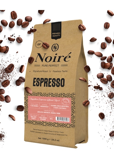 2'li Set Noire Signature Espresso Blend 1 1 Kg Çekirdek Kahve %100 Arabica Yüksek Crema Yoğun Aroma