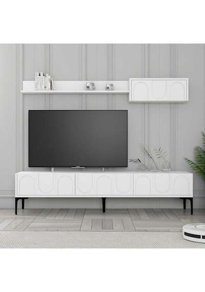 Variant Lyon Duvar Raflı Tv Ünitesi - Beyaz / Siyah