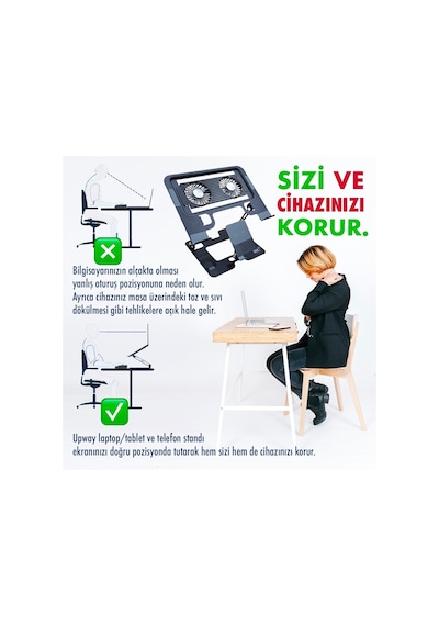 Upway Steel-cooler Rgb Turbo Fanlı Karbon Çelik Laptop Tablet Ve Telefon Standı