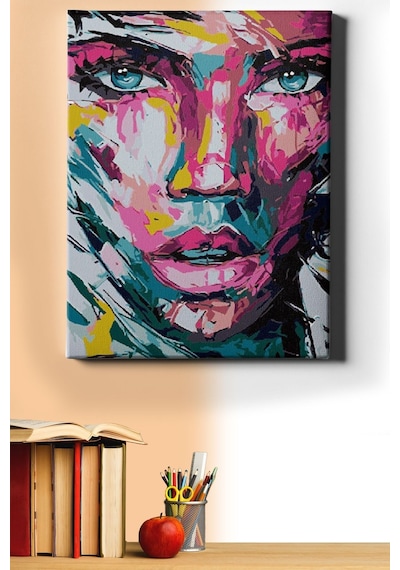 Webstyle Sayılarla Boyama Seti Kasnaklı Renkli Yüz 40 X 50 Cm