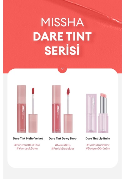 Uzun Süre Kalıcı Bulaşma Yapmayan Kadifemsi Bitiş Sunan Tint Dare Tint Melty Velvet Roselicious 0