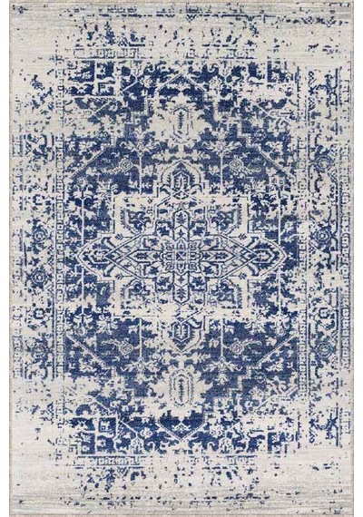 Mavi Vintage Kaymaz Tabanlı Makinede Yıkanabilir Halı Rv297n11