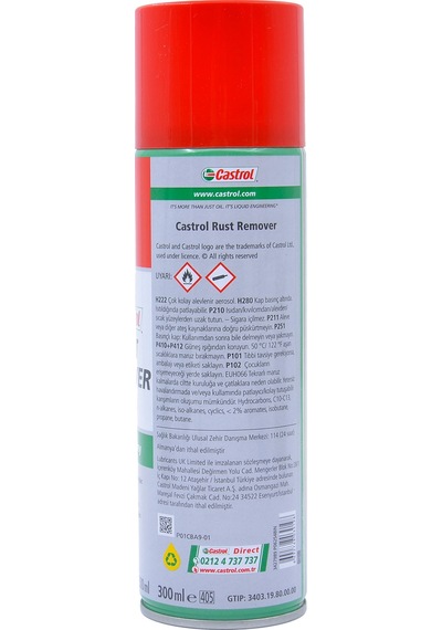 Castrol Rust Remover Mos2 Katkılı Pas Sökücü Ve Gevşetici Sprey 300 Ml