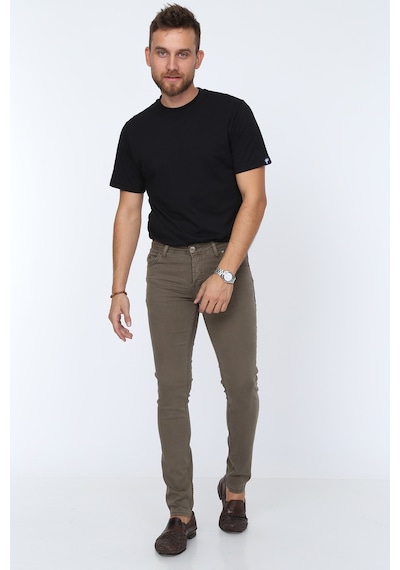 Digital Jeans Dar Kesim Erkek Likralı Toprak Kot Pantolon Açık Gri