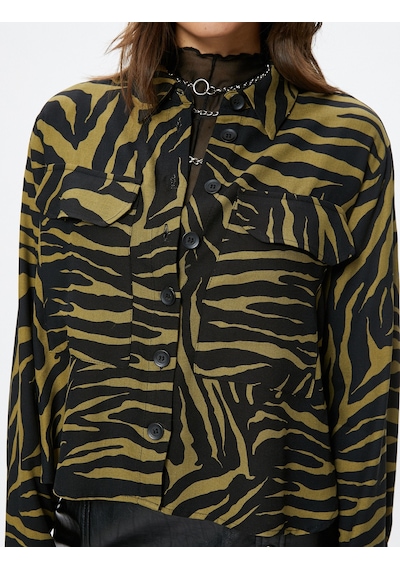 Koton Crop Gömlek Zebra Desenli Kapaklı Cepli Düğmeli Uzun Kollu Haki Desenli 4wak60128pw Haki Desenli Koton Crop Gömlek Zebra Desenli Kapaklı Cepli Düğmeli Uzun Kollu Haki Desenli 4wak60128pw Haki Desenli