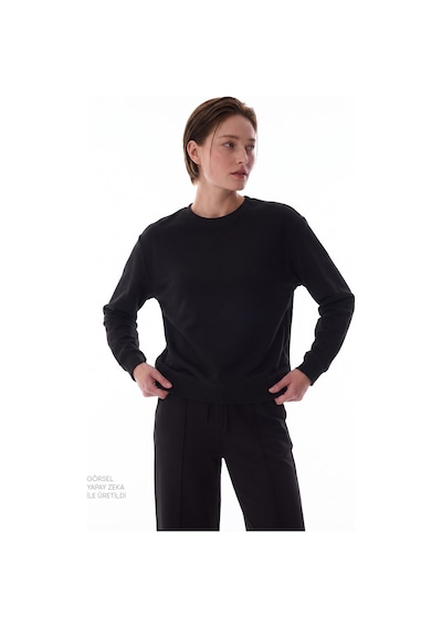 Penti Siyah Modal Bisiklet Yaka Oversize Sweatshirt