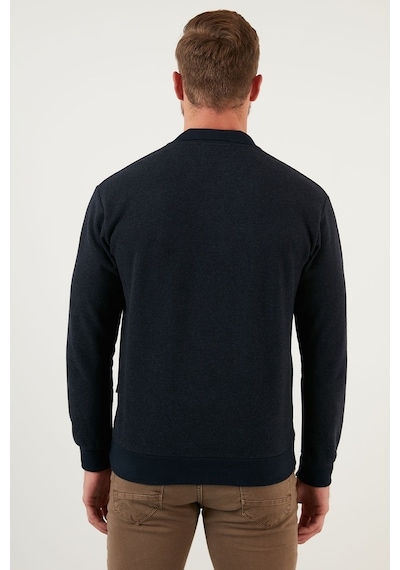Buratti Pamuklu Regular Fit Düğmeli Polo Yaka Erkek Kazak 456211 Lacivert