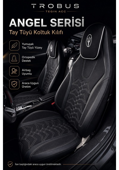 Seat Leon 2005 Ve Sonrası Uyumlu Angel Serisi Tay Tüyü Koltuk Kılıfı Siyah Beyaz