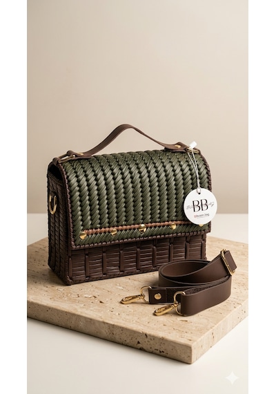 Busonbag Buson.bag - Ağaç Kabuğu Dokulu İmza Tasarım Çanta - Kadın El / Çapraz Çanta Acı Kahverengi - Yeşil Busonbag Buson.bag - Ağaç Kabuğu Dokulu İmza Tasarım Çanta - Kadın El / Çapraz Çanta Acı Kahverengi - Yeşil