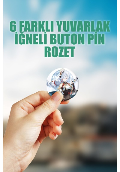 Shenhe Genshin İmpact Çanta Süsü Rozet İğneli Buton Rozet Seti 6 Adet Çok Renkli