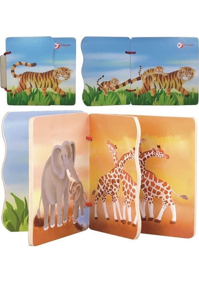 2' Li Set Ahşap Vahşi Hayvanlar Kitabım & Biba Çıngıraklı Topum