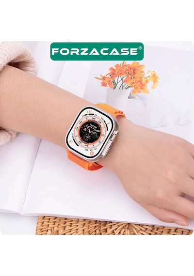 Forzacase Watch 8 41mm Uyumlu Kancalı Kumaş Kordon Kayış - Fc268 Turuncu