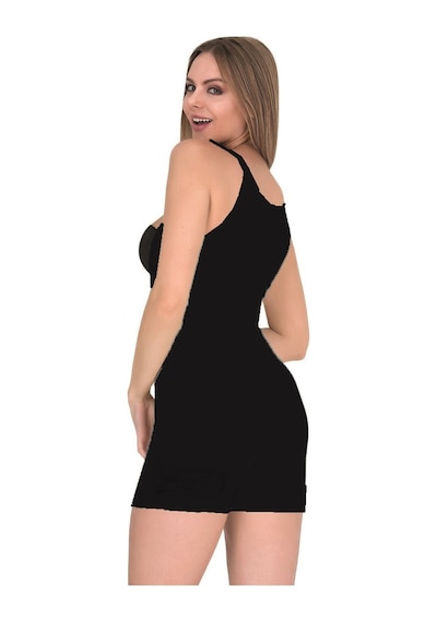 Form Time Kadın Fermuarlı Agraflı Askılı Kısa Paça Body Korse Siyah