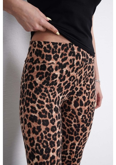 Penyebizden İspanyol Paça Tayt Pantolon-leopar Leopar