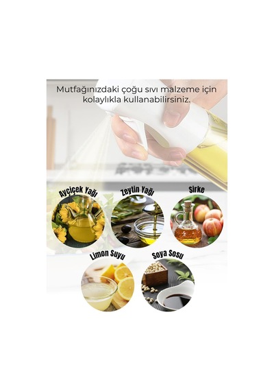 Cam Sprey Şişe Spreyli Zeytinyağı Sirke Barbekü Sprey Şişe Airfryer Cam Püskürtmeli Yağ Püskürtücü B Diğer