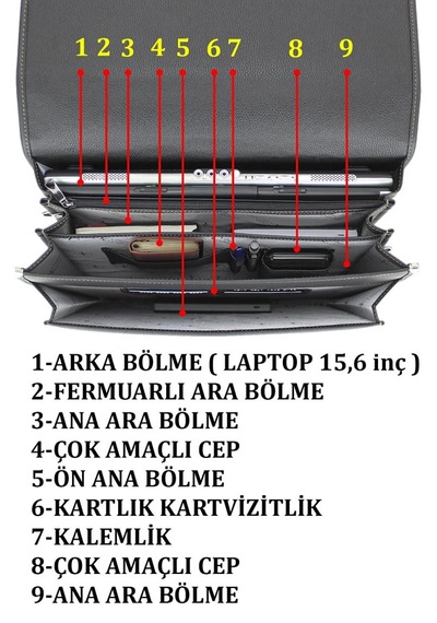 Case Club 2007 Evrak Notebook El Çantası 5 Bölmeli Şık Tasarım