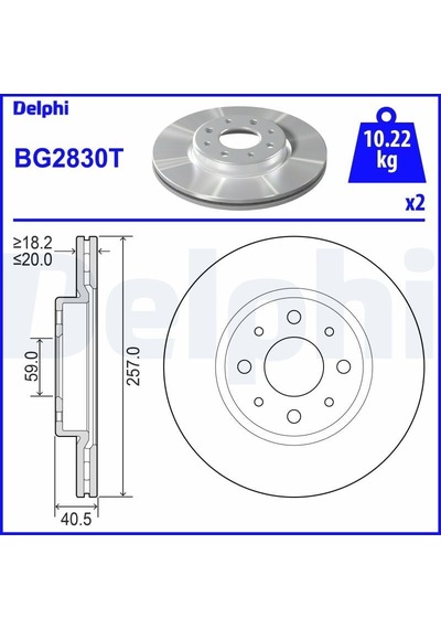 Fren Disk - Fiat Doblo, Punto, Tipo, Bravo, Barchetta, Strada, Marea, Brava, Palio, Tempra, Siena, Egea, 155, 145 - Delphı-bg2830t