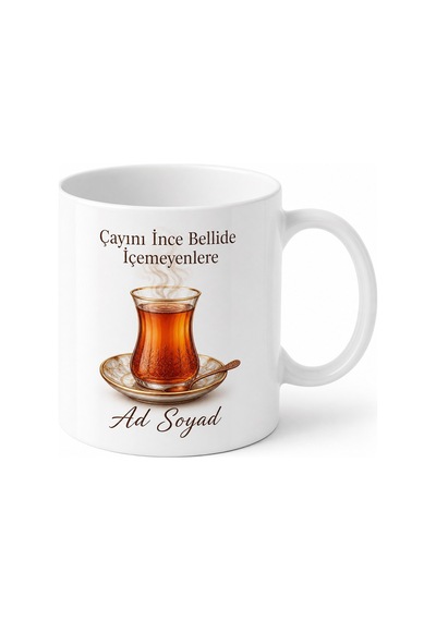 Çayını İnce Bellide İçemeyenlere Geleneksel Cam Görünümlü Kupa Bardak Hediye Beyaz / Çok Renkli