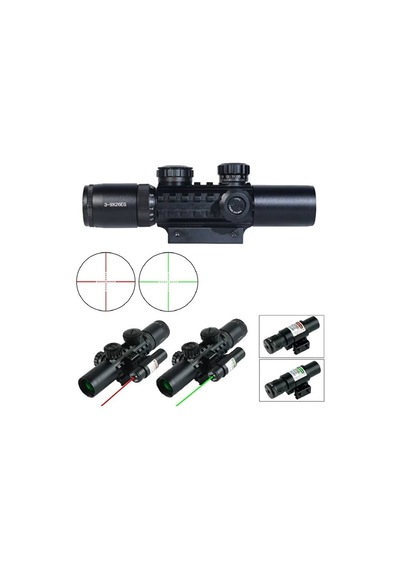 3-9x26 Çift Işıklı Ayarlanır Zoomlu Nişangah Hedefleyici Tfek Dürbünü - Kendinden Sabit Ayaklı Avcı Dürbünü Siyah