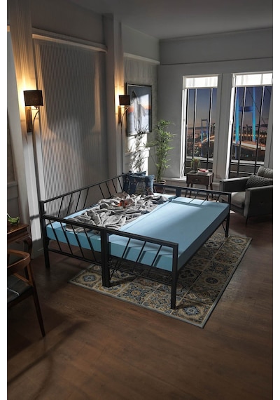 Glory Yavrulu Daybed Tek-çift Kişilik Sedir Metal Karyola Siyah