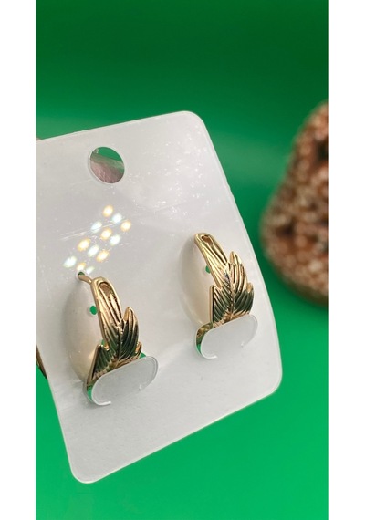 Xuping Rose Gold Yaprak Figürlü Taşlı Halka Küpe Gold