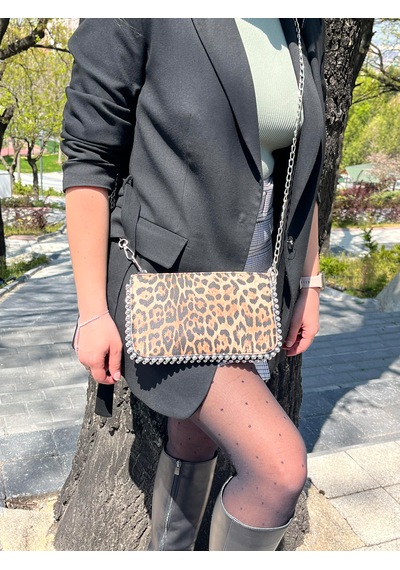 Butikolea Loop Boncuklu Kadın Çantası Leopar