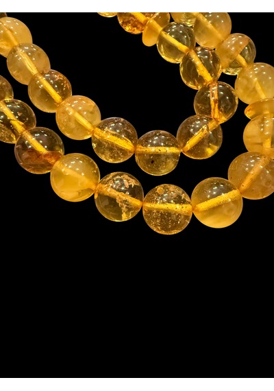 Kaya Damla Kehribar Tesbih 23 Gram 10x10 Mm Gümüş Püsküllü Tespih Sarı