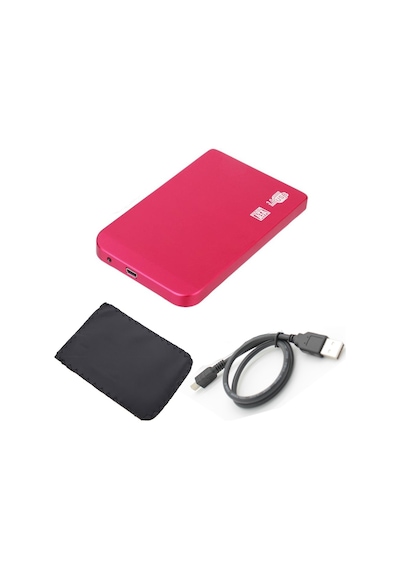 Wozlo 2.5 Sata Harddisk Kutusu - Ultra Slim Alüminyum Gövde Hdd Kutu - Vidasız Montaj - Pembe