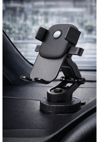 Mega Oto Market Otomatik Klipsli Araç İçi Telefon Tutucu Cam Ve Torpido İçin Ayarlanabilir Vantuzlu Oto Telefon Standı