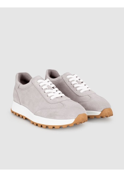 Açık Gri Süet Hakiki Deri Kadın Sneaker Ayakkabı