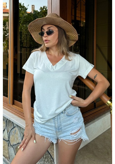 Bbbutikbasic Tiril Tiril Penye Viskon Basic Vj3343 Beyaz