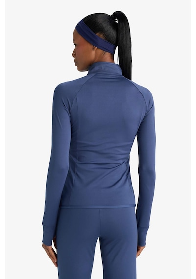 Defacto Defactofit Fitted Vücuda Oturan Ultra Soft Dik Yaka Çift Cepli Parmak Detaylı Fermuarlı Spor Hırka B3985ax25auın231 Indigo