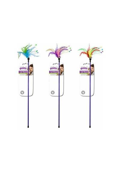 Pawise 28262 60 CM Feather Wand Doğal Tüylü Kedi Oltası Çok Renkli