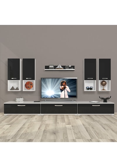 Decoraktiv Eko 8da Mdf Tv Ünitesi Tv Sehpası Beyaz - Antrasit