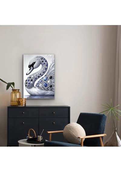 Elmaslı Kuğu Kanvas Tablo 70x100cm Çok Renkli