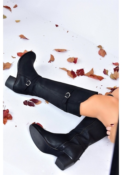 Fox Shoes Siyah Alçak Topuklu Günlük Kadın Çizme L674230009